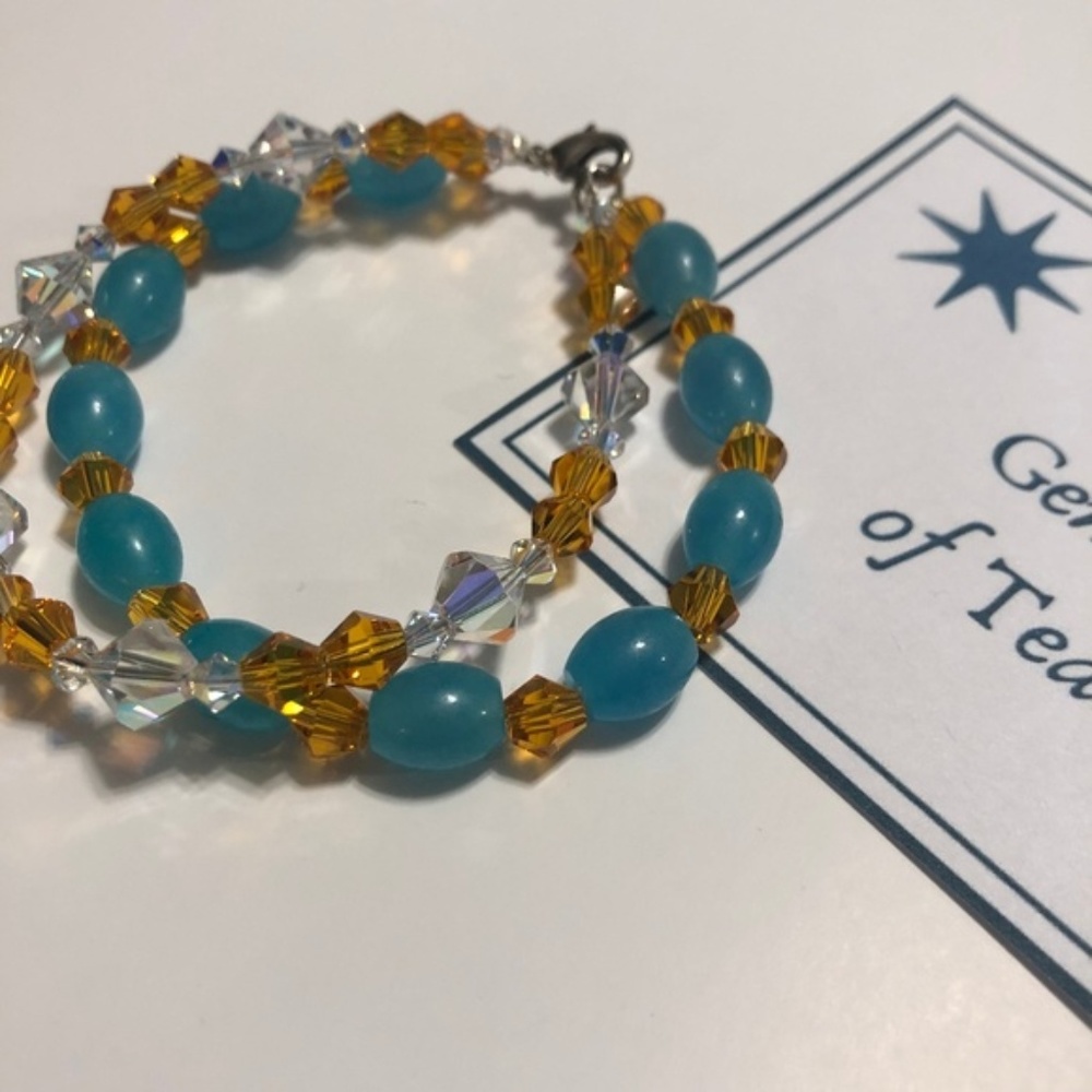 SOLD Boho Czech/Swarovski/Blue Calcite Bracelet